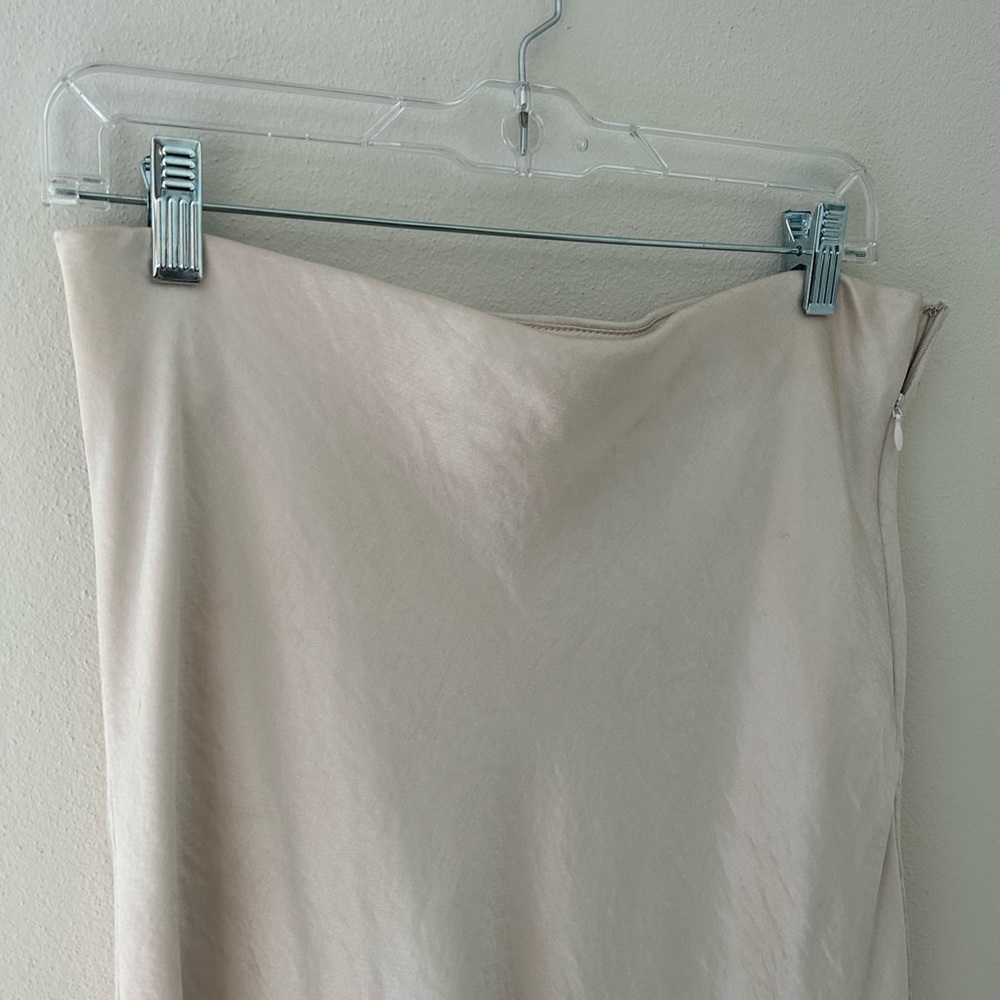 Greylin Ivory satin, midi skirt